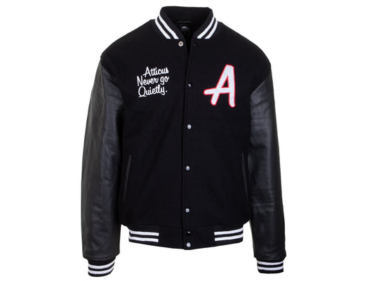 Collegejacke Leder Schwarz