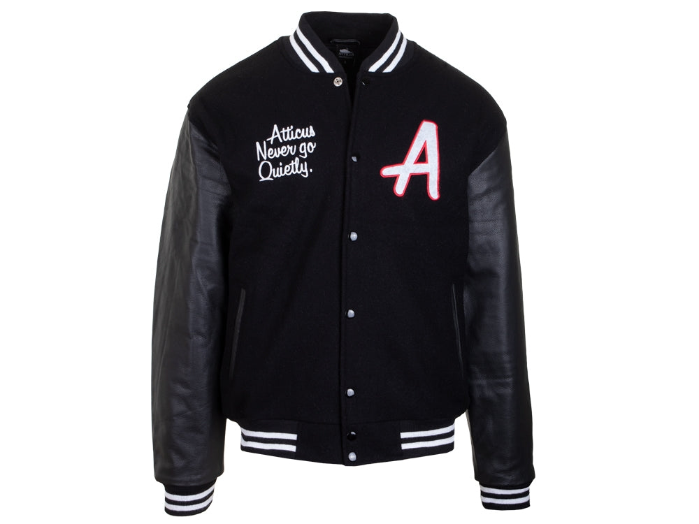 Collegejacke Leder Schwarz