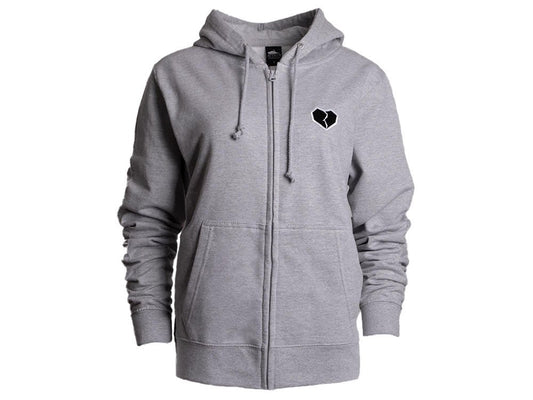 Women Heart Zip Hoody Heather Grey
