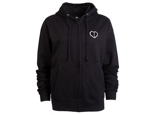 Women Heart Zip Hoody Black